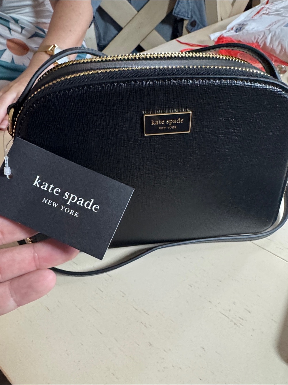 kate spade New York Black Pebbled Leather Crossbody with dust bag